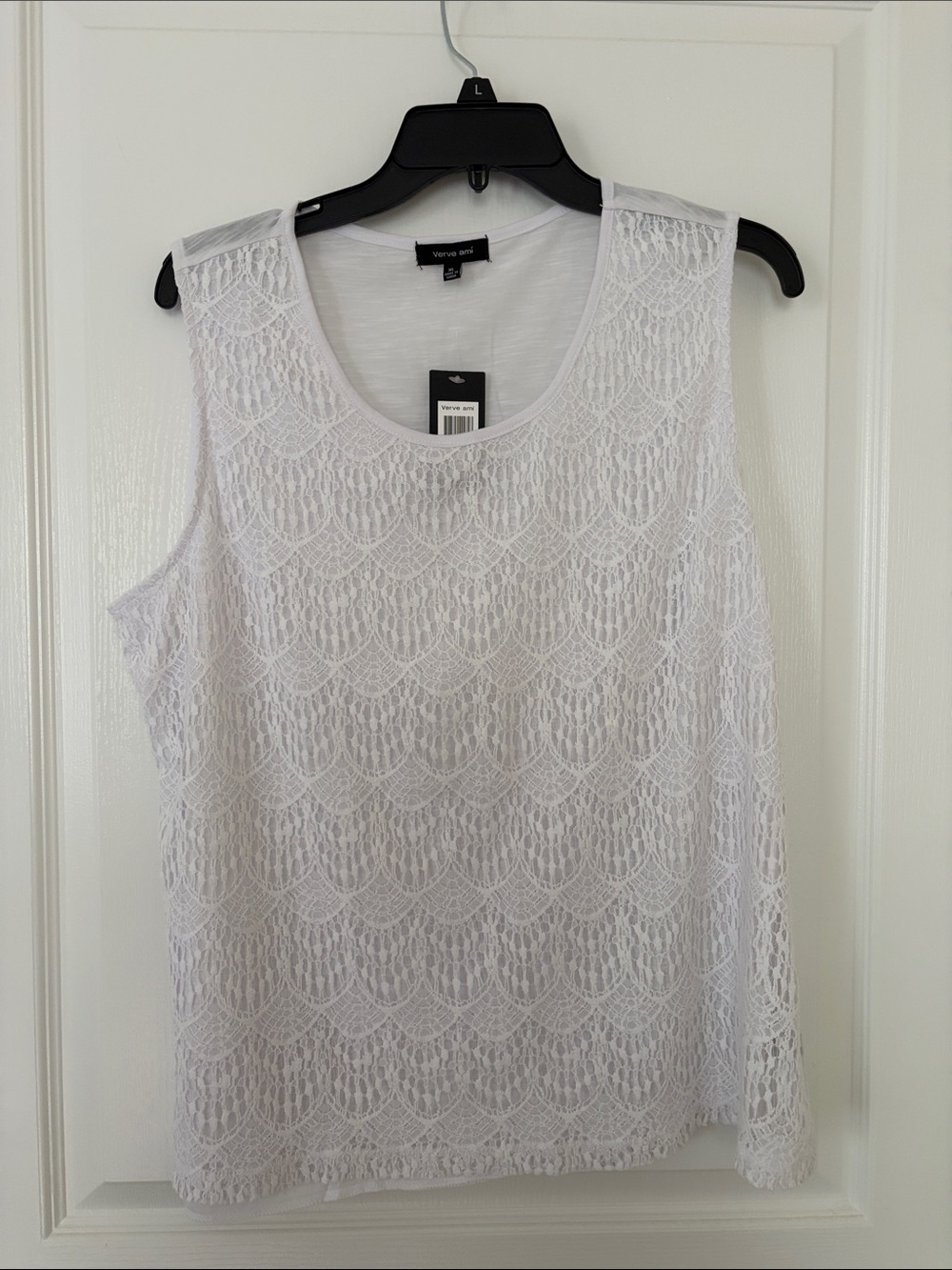 Verve Ami White Lace Scoop Neck Tank
